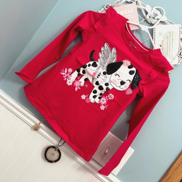 ISAAC MIZRAHI NEW YORK Sz 7/8 Little Girls Dalmatian Ruffle Sleeve Top - Picture 5 of 12